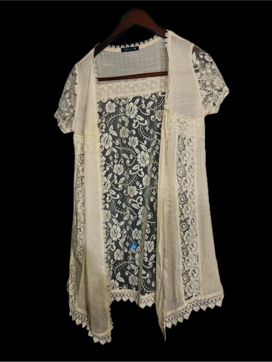 Adorn Tops - Vintage Cream Lace Overlay Blouse